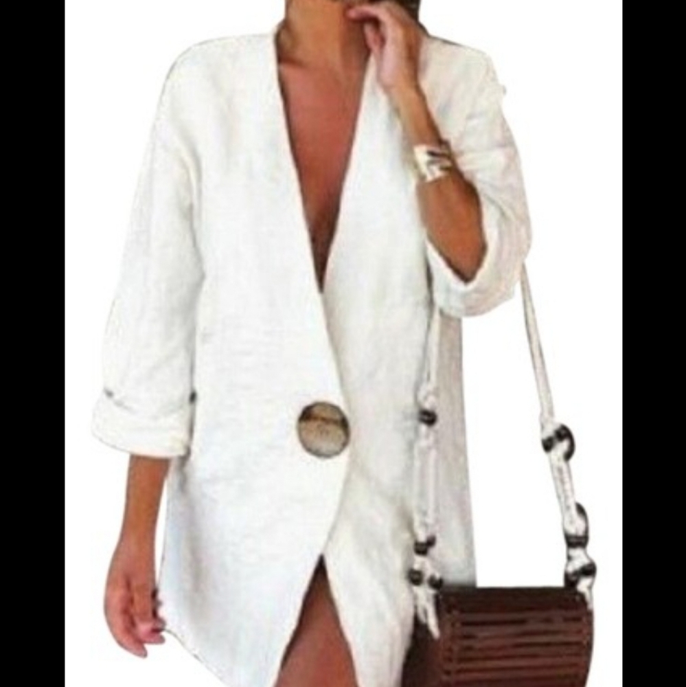 Zara jacquard cream blazer large button